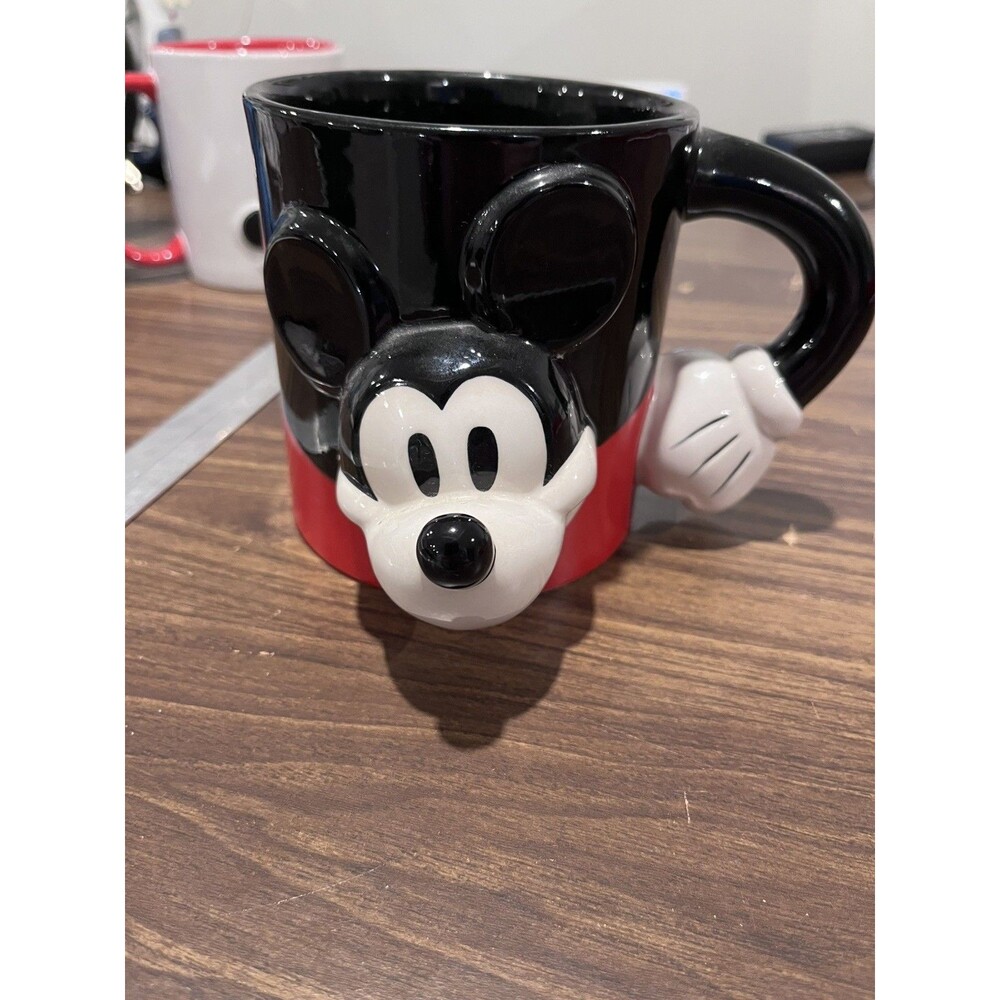 Disney Store Mickey Mouse 3D Sculpted Ceramic Mug Red Black Character Cup